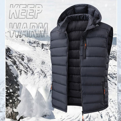 Men's Winter Padded Vest with Detachable Hood