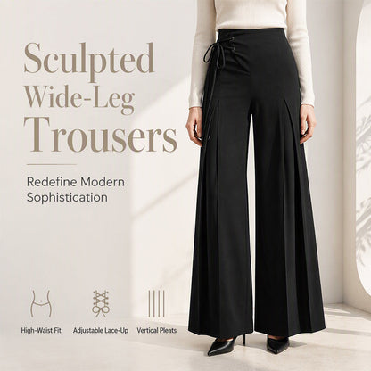 Women's High-Waist Pleated Wide-Leg Pants