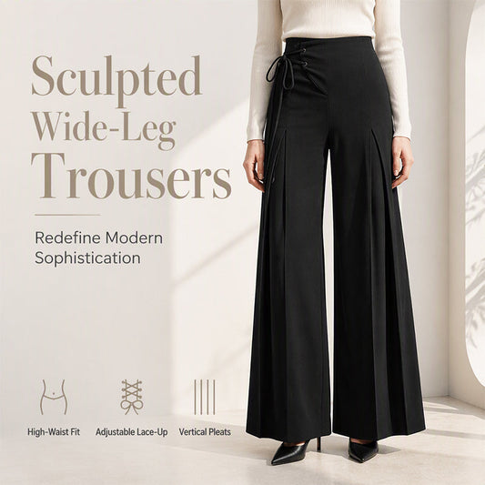 Women's High-Waist Pleated Wide-Leg Pants