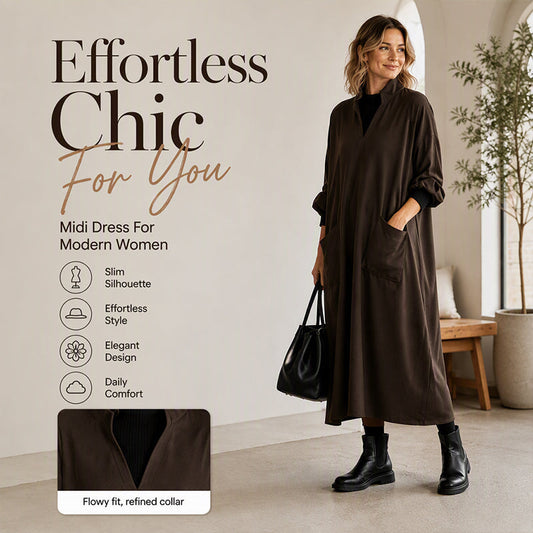 Women's Loose Draping Dress with Pockets