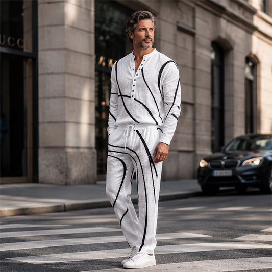 Men's Artistic Print Breathable 2-Piece Set