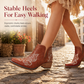 ✨Women's Retro V-Cut Block Heel Martin Boots Plus Size Fall Winter Solid Color and Floral Print Ankle Boots