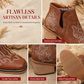 ✨Women's Retro V-Cut Block Heel Martin Boots Plus Size Fall Winter Solid Color and Floral Print Ankle Boots