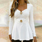 Women's V-Neck Peplum Top with Flower Accents