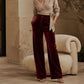 Women's Velvet High-Waist Wide-Leg Pants