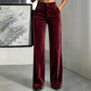 Women's Velvet High-Waist Wide-Leg Pants