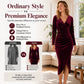 Women's V-Neck Velvet Ruched Bodycon Dress