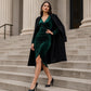Women's V-Neck Velvet Ruched Bodycon Dress