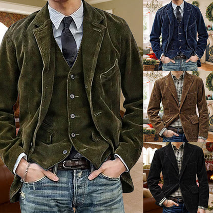 Men's Winter Fleece Corduroy Blazer