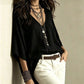 Women's Effortless Draped V-Neck Blouse
