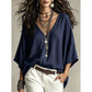 Women's Effortless Draped V-Neck Blouse