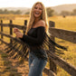 Women’s Western-Style Off-Shoulder Fringe Sleeve Top