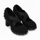 Womens Round Toe Crisscross Strap Mary Jane Shoes Chunky Heel Platform Cutout High Heels