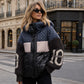 Women's Patchwork Hooded Puffer Jacket