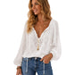 Women's Lace Long Sleeve V-Neck Top