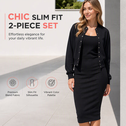 Women's Elegant Camisole Dress & Cropped Jacket Set