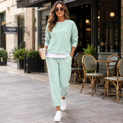 Women's Fake Two Piece Sweatshirt & Pants Set