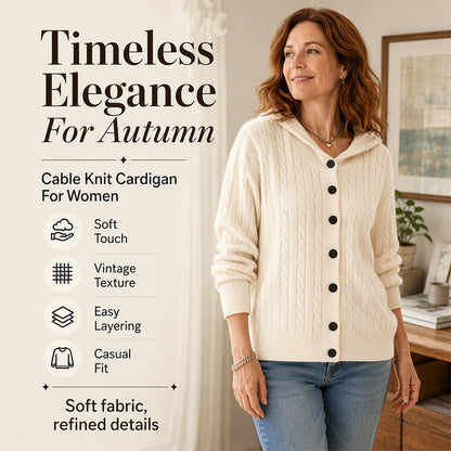 Women's Cable Knit Hooded Cardigan Sweater