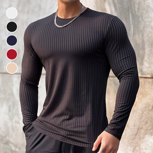 Men’s Solid Color Long Sleeve Basic Pullover