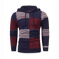Men's Casual Plaid Patchwork Hooded Knit Sweater