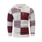 Men's Casual Plaid Patchwork Hooded Knit Sweater