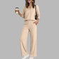 Women's Casual V-Neck Top & Wide-Leg Pants