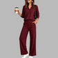 Women's Casual V-Neck Top & Wide-Leg Pants