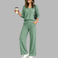 Women's Casual V-Neck Top & Wide-Leg Pants