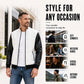 Men's Waffle Jacket with PU Leather Sleeves