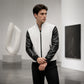 Men's Waffle Jacket with PU Leather Sleeves