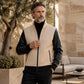 Men's Waffle Jacket with PU Leather Sleeves