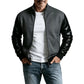 Men's Waffle Jacket with PU Leather Sleeves