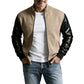 Men's Waffle Jacket with PU Leather Sleeves