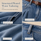 👖 Ruffled Hem, Flattering Flow | Women's Pleated-Waist Wide-Leg Jeans