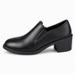 Women's British Style Retro Slip On Mid Block Heel Pumps Plus Size Chunky Heel Low Top Shoes