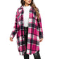 Women's Casual Long Plaid Button Down Shacket