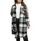 Women's Casual Long Plaid Button Down Shacket