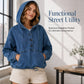 💙 Denim Comfort, Easy Layers | Women's Oversized Button-Up Denim Hoodie