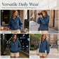 💙 Denim Comfort, Easy Layers | Women's Oversized Button-Up Denim Hoodie