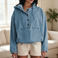 💙 Denim Comfort, Easy Layers | Women's Oversized Button-Up Denim Hoodie