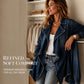 💙 Soft Denim, Effortless Drape | Women's Open-Front Longline Denim Jacket