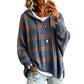 Women's Retro Plaid Hooded Knit Sweater
