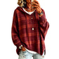 Women's Retro Plaid Hooded Knit Sweater