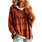 Women's Retro Plaid Hooded Knit Sweater