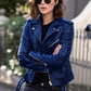 Women's Cropped PU Leather Moto Biker Jacket