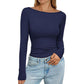 Women's Elegant Boat Neck Ribbed Knit Top