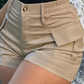 Women's High-Waist Cargo Shorts with Pockets