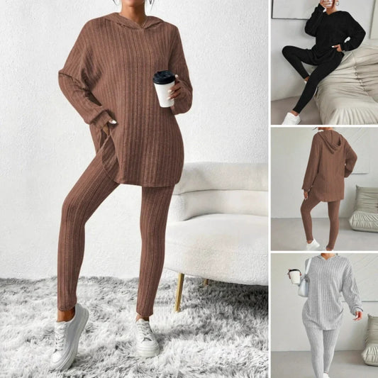 Women's Cozy Hooded Top & Leggings Two-Piece Set