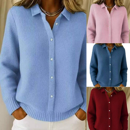 Women's Elegant Collared Button-Down Sweater