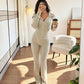 Women's Ribbed Hooded Zip-Up Jacket & Flare Pants Set